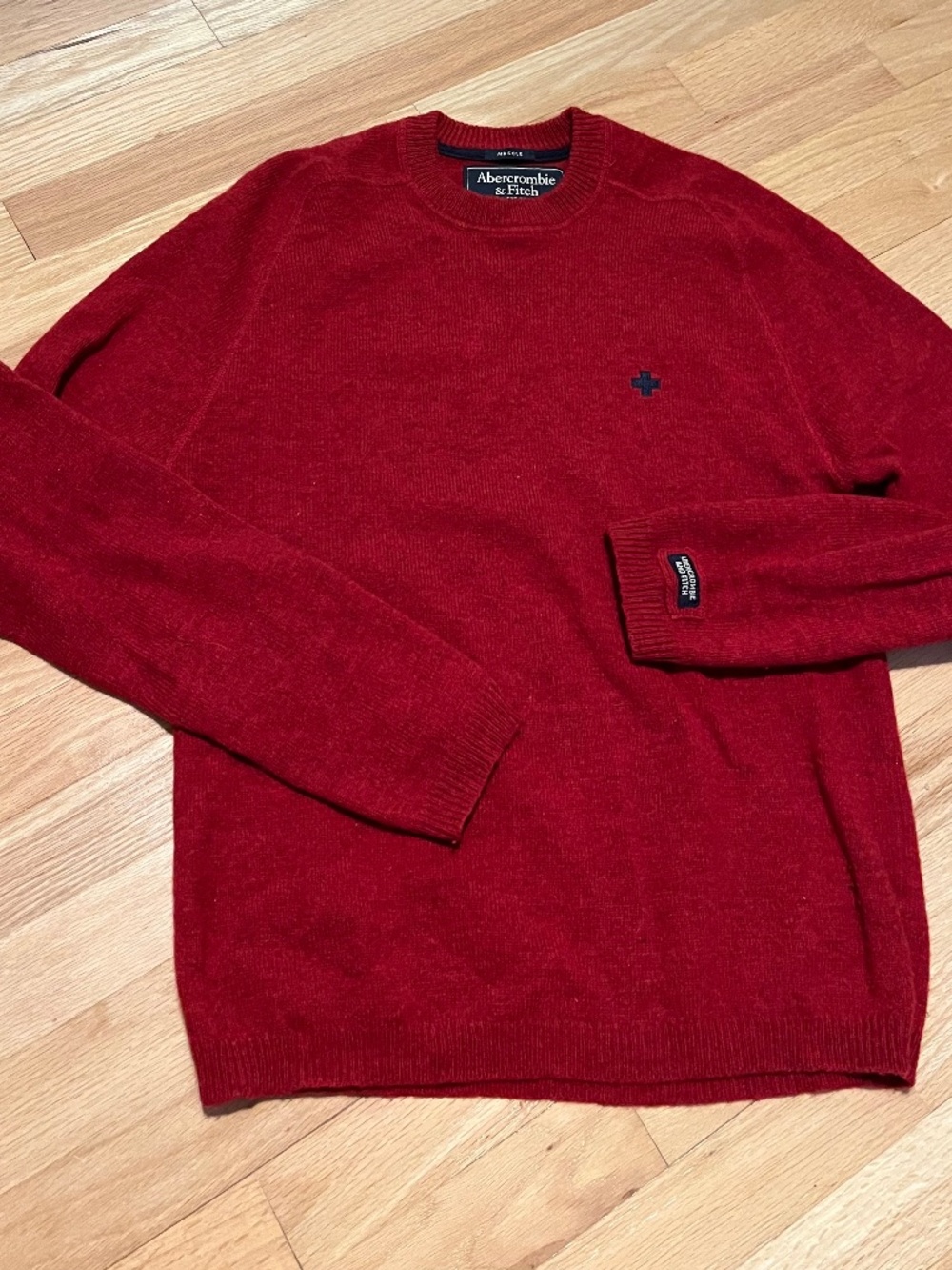 Vintage Abercrombie & Fitch Red Heather Muscle Crew Neck Sweater